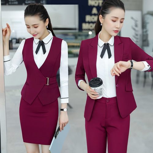 酒店美容院工作服秋冬装女服务员前台收银美容师空姐制服职业套装