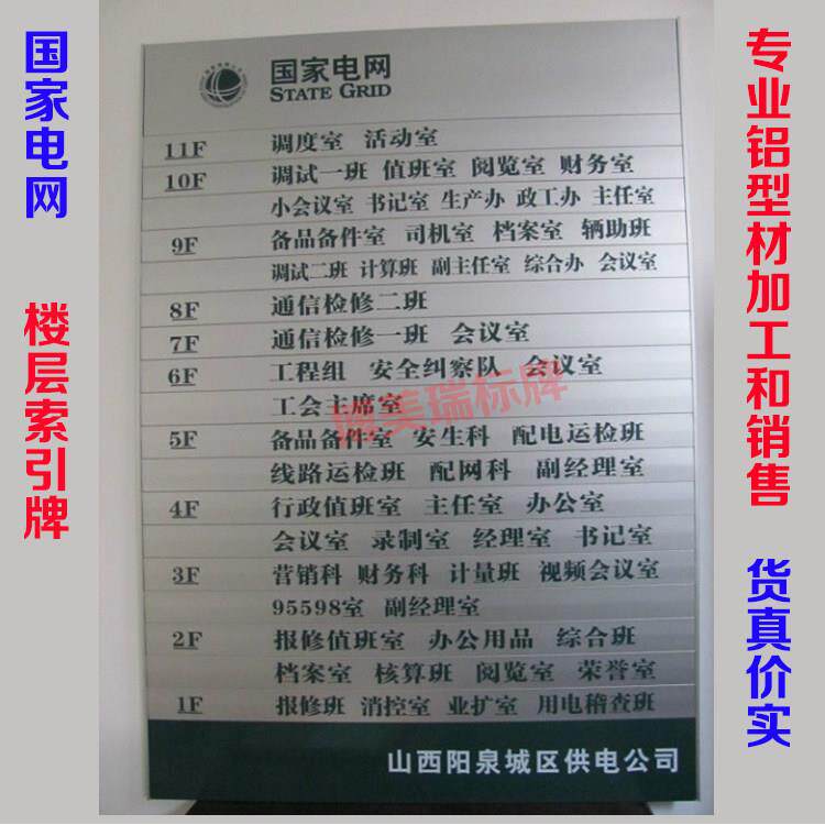 国家电网铝合金型材楼层索引牌平面指示牌导向牌广告标识标牌定制