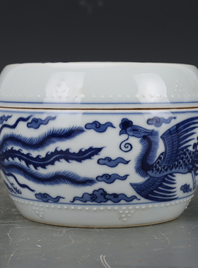 大清康熙凤纹鼓钉罐 包老瓷器 旧货老货 古董古玩 收藏品