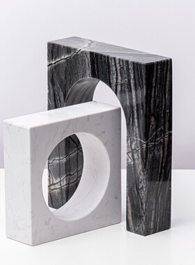 中式创意大理石几何形状拱门摆件软装样板间客厅茶几拱形家居饰品