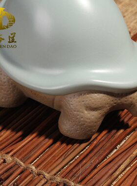 元本道汝窑茶宠 开片汝瓷长寿龟陶瓷摆件 乌龟茶道配件功夫茶具