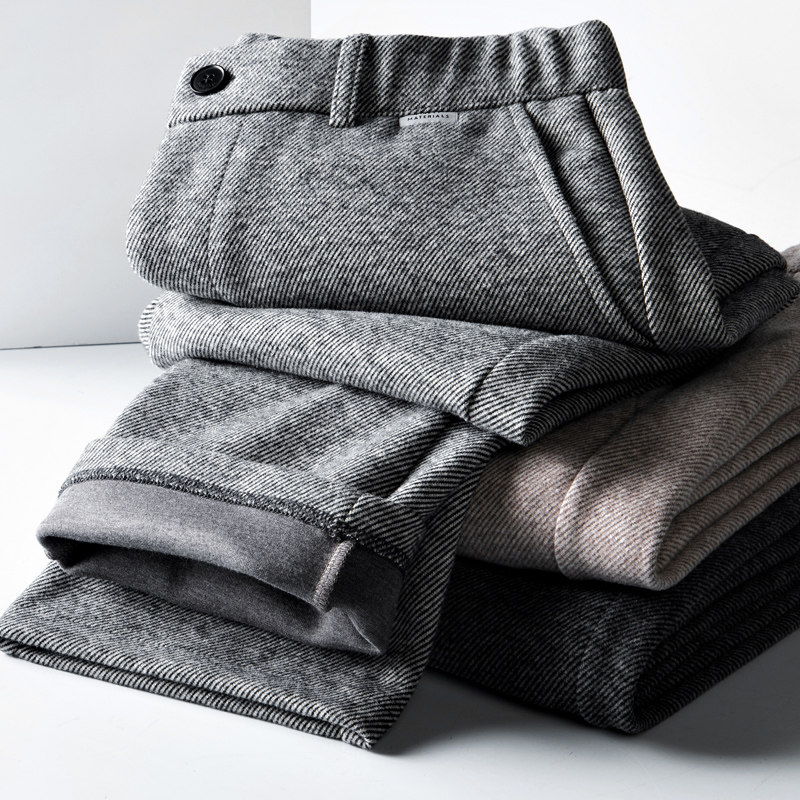 高端羊毛休闲裤男秋冬季厚款中老年男士西裤宽松毛呢裤子春秋厚款,男装,休闲裤,淘宝优惠券,粉丝福利购,淘宝优惠卷