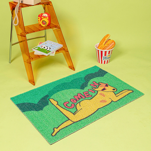 甜话街躺平猫狗系列丝圈地垫家用卧室可爱卡通PVC防尘防脏垫子