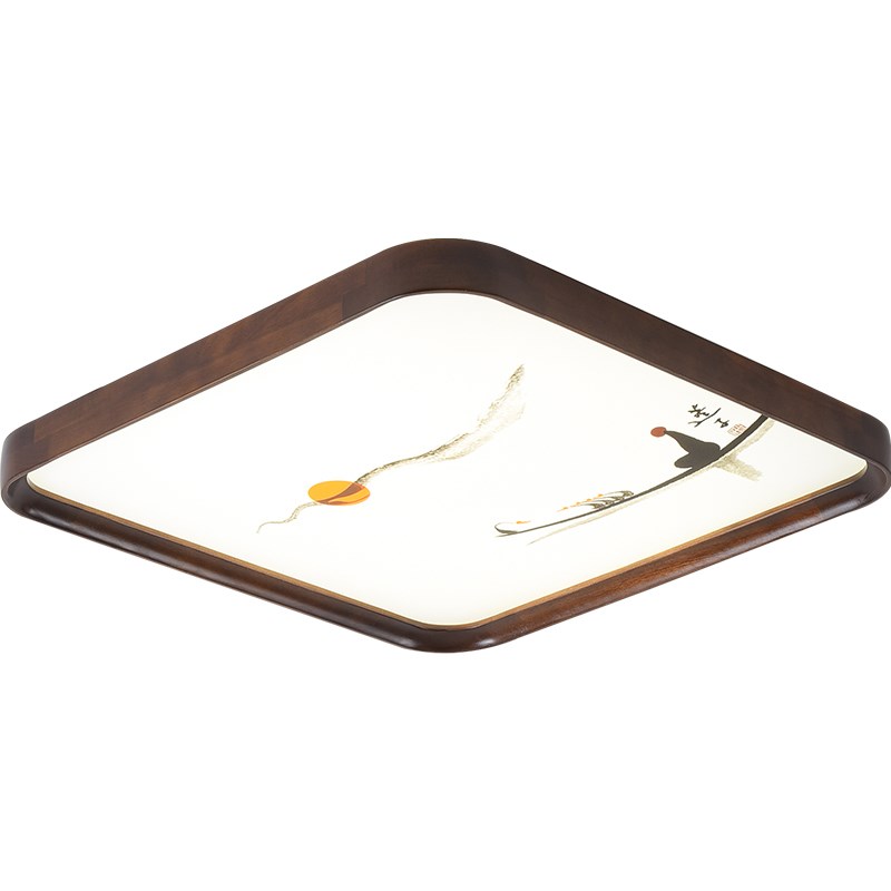 新中式胡桃木色吸顶灯卧室书房走廊阳台过道超薄LED实木家用灯具