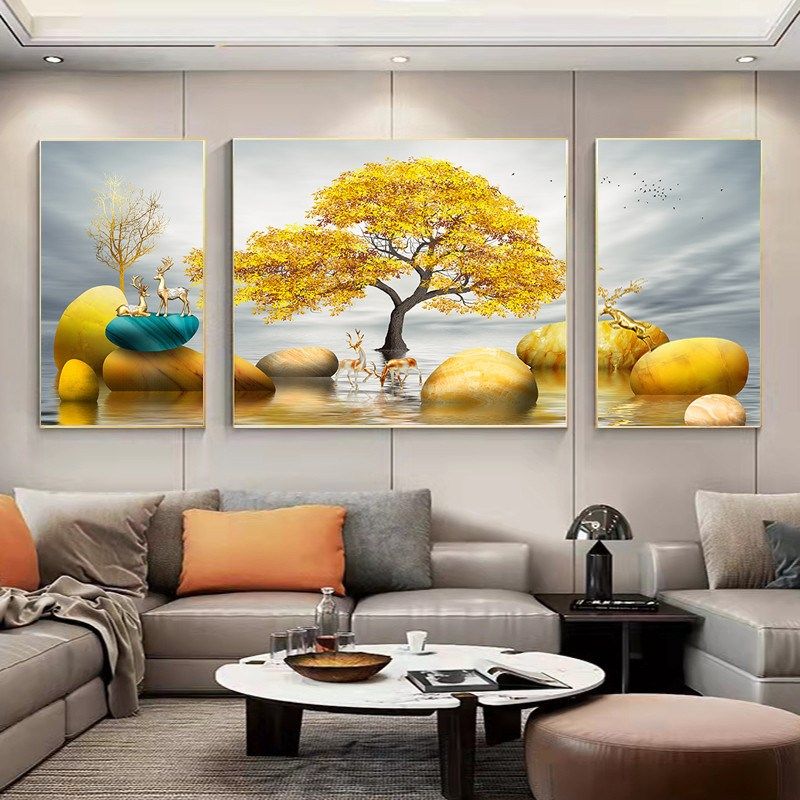 大格十字绣新款客厅大画三联画欧式十字绣手工绣绣花满绣