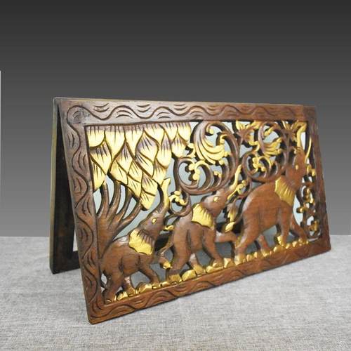 泰国实木雕刻电表箱遮挡箱餐厅配电箱挂画复古电闸箱装饰家居软装