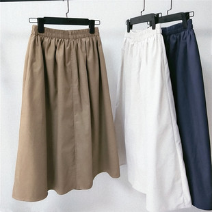 棉麻半身裙文艺显瘦中长裙子简约气质小清新a字裙春夏季 2021 新品