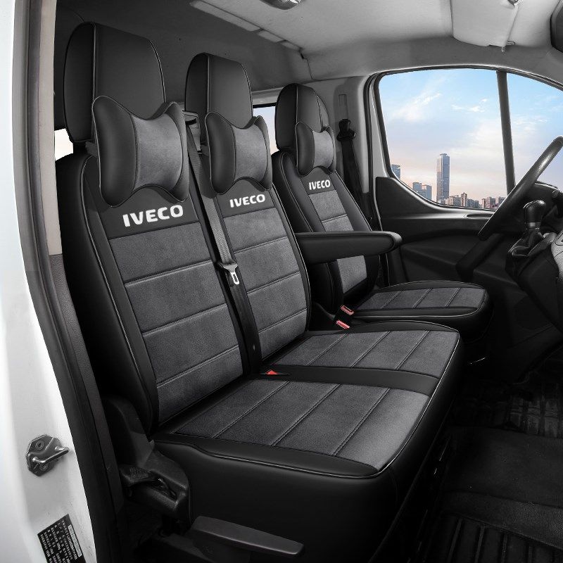 南京依维柯得意欧胜专用座椅套皮加翻毛绒全包汽车坐垫套四季真皮
