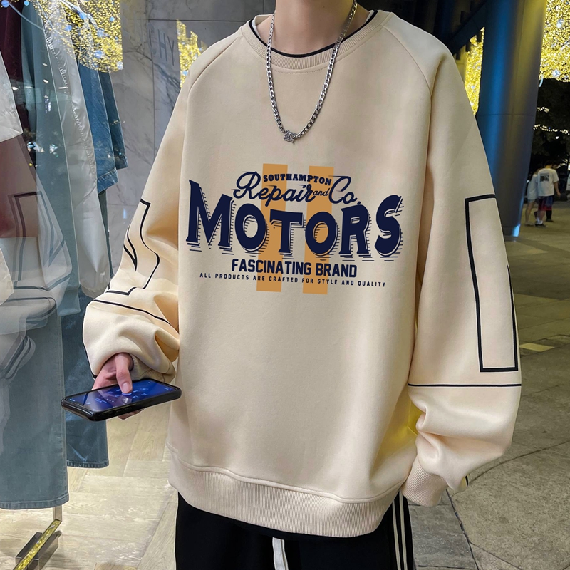 春秋季长袖T恤男孩12-15岁初高中学生帅气圆领厚棉T1W3大童秋装上