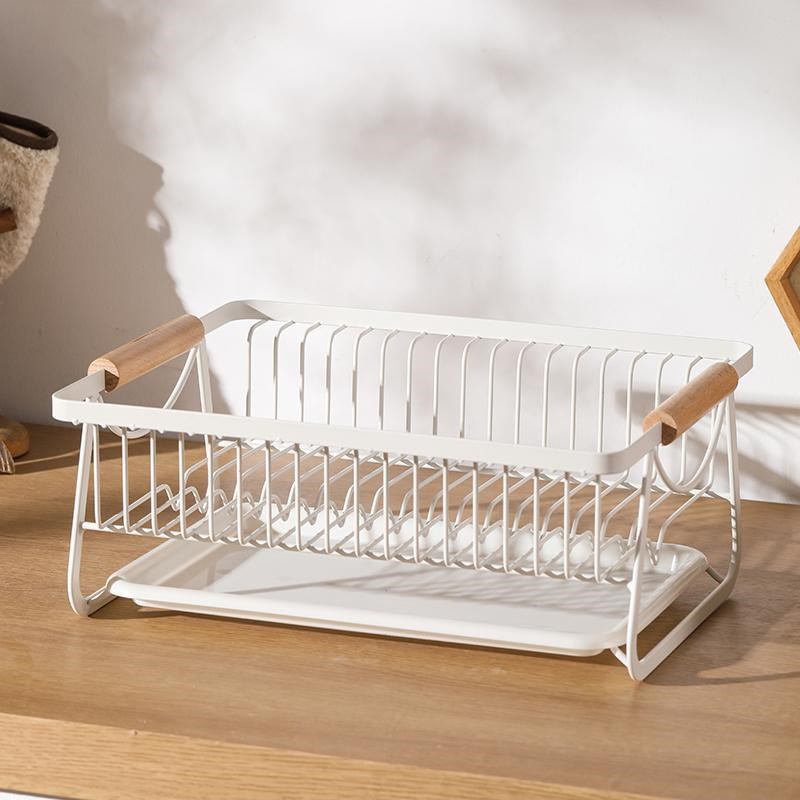 不锈钢家居e小号碗碟筷子沥水篮日式铁艺奶白色桌面盘碗架北欧风