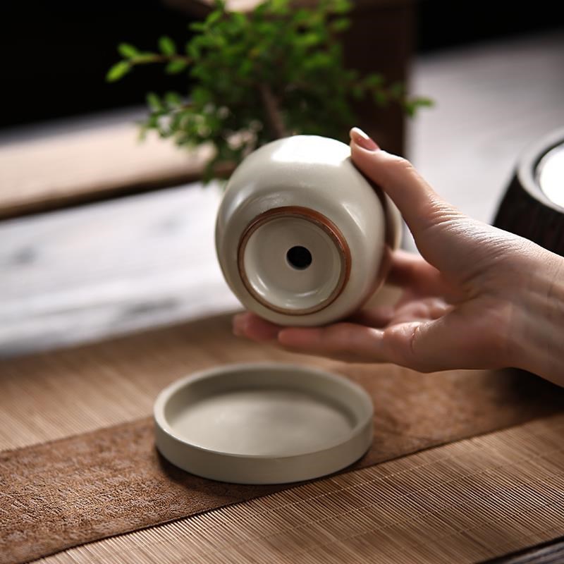瓷米件白瓷绿茶杯j微景观汝提根榆树植盆景禅意茶室客厅桌面摆987
