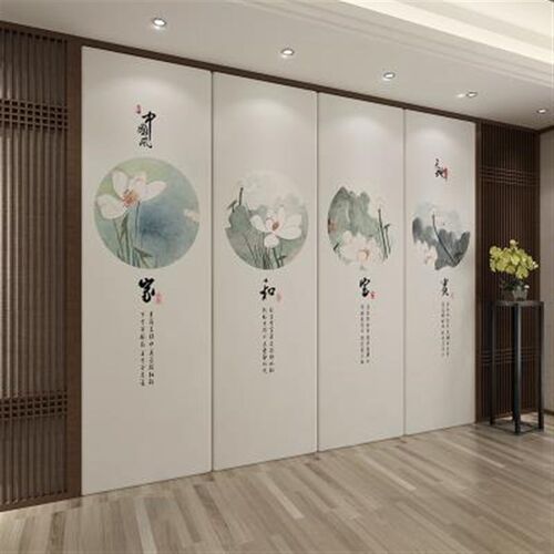 硬包客厅沙发电视背景p墙面卧室床头板靠背装饰新中式中国风软包