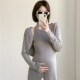外套套装 孕妇装 连衣裙女宽松开衫 吊带长款 简约纯色圆领针织无袖