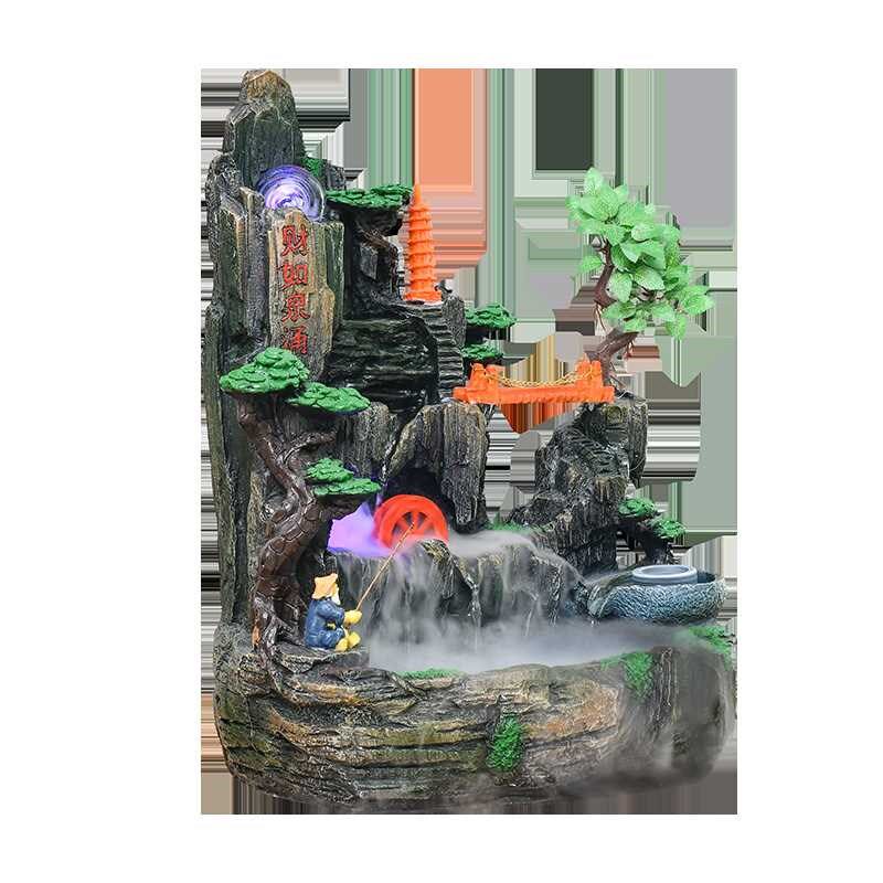 直销假山流水喷泉室内庭院鱼池盆P景树脂工艺品摆件