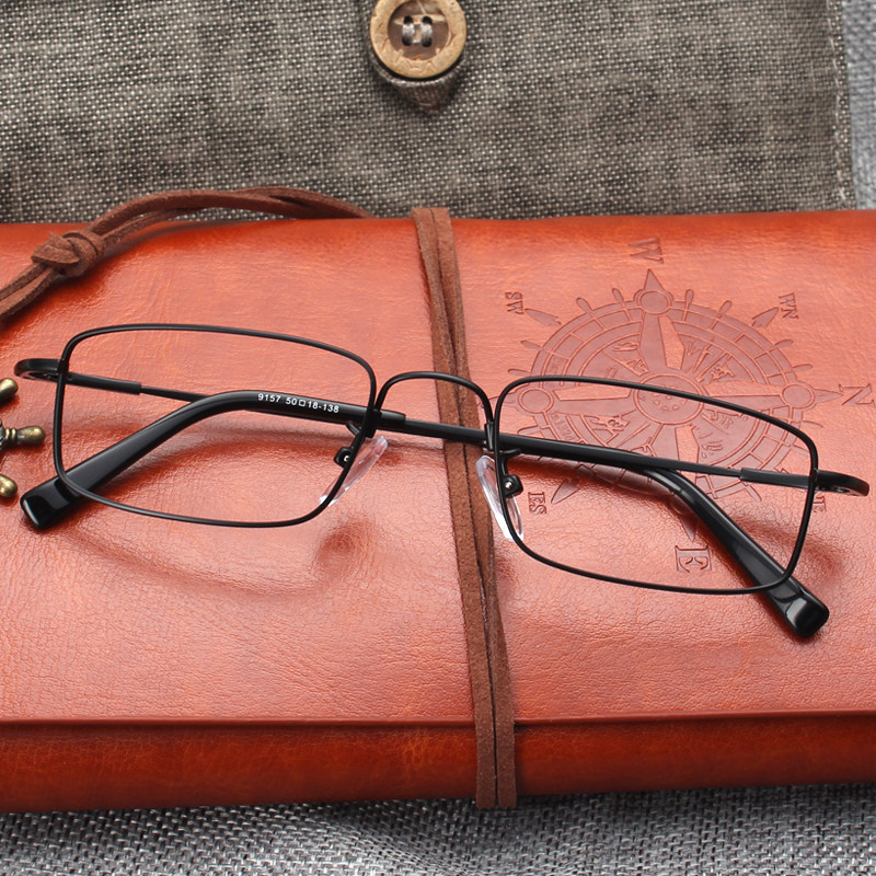 复古超轻记忆金属眼镜框男士纯钛方形全框近视眼镜框女小脸潮配镜