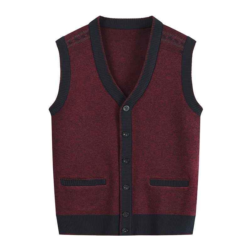 爸爸秋冬毛衣马甲中年男士背心y中老年人针织开衫老人坎肩男装马