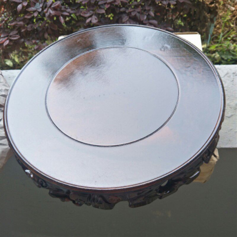 大号加厚根雕实木底l座圆形  花瓶花盆鱼缸奇石佛像工艺品摆件底