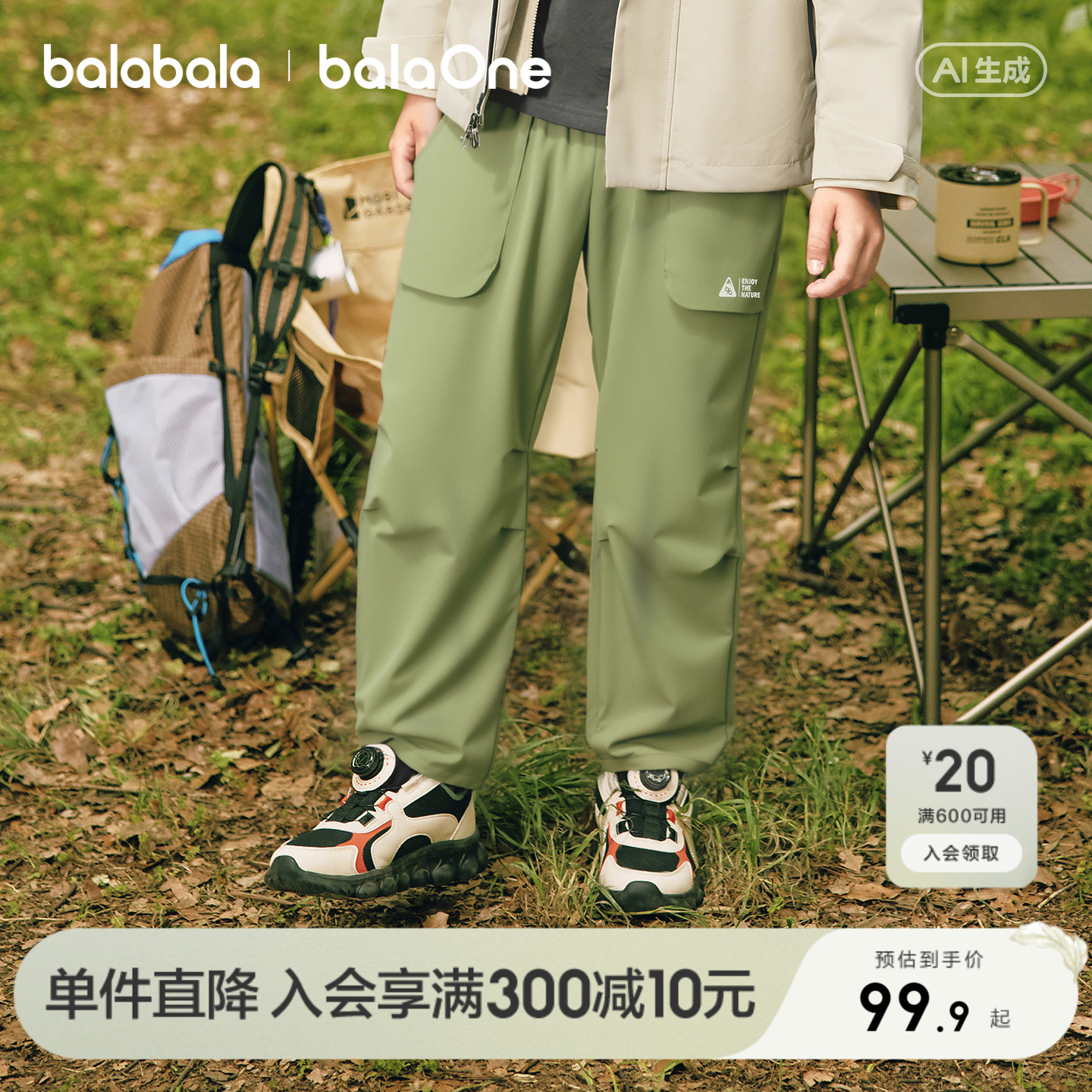 巴拉巴拉balaOne裤子伞兵裤百搭