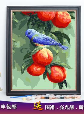 diy数字油画花鸟动物解闷减压自己上色手工绘涂画填色装饰油彩画