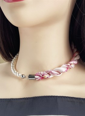 甲状腺术后遮挡项链丝巾春秋女百搭短款锁骨围脖磁吸扣领巾多功能