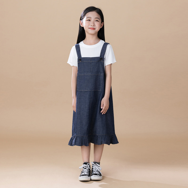 女童牛仔背带裙夏季2025新款女大童洋气时髦连衣裙儿童休闲裙子潮
