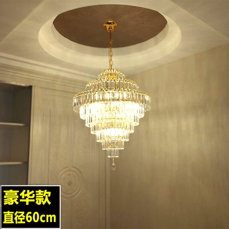 餐厅水晶吊灯金色简约卧室灯具房间过道玄关楼梯灯欧式小客厅吊灯