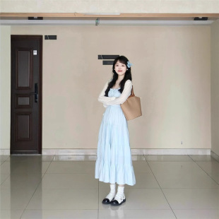 两件套 法式 海边度假风一整套穿搭背后镂空绑带连衣裙 薄款 防晒衫