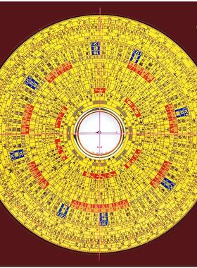 正品集福堂6寸综合罗盘黄铜板圆盘罗经仪专业指南针精准定向定位