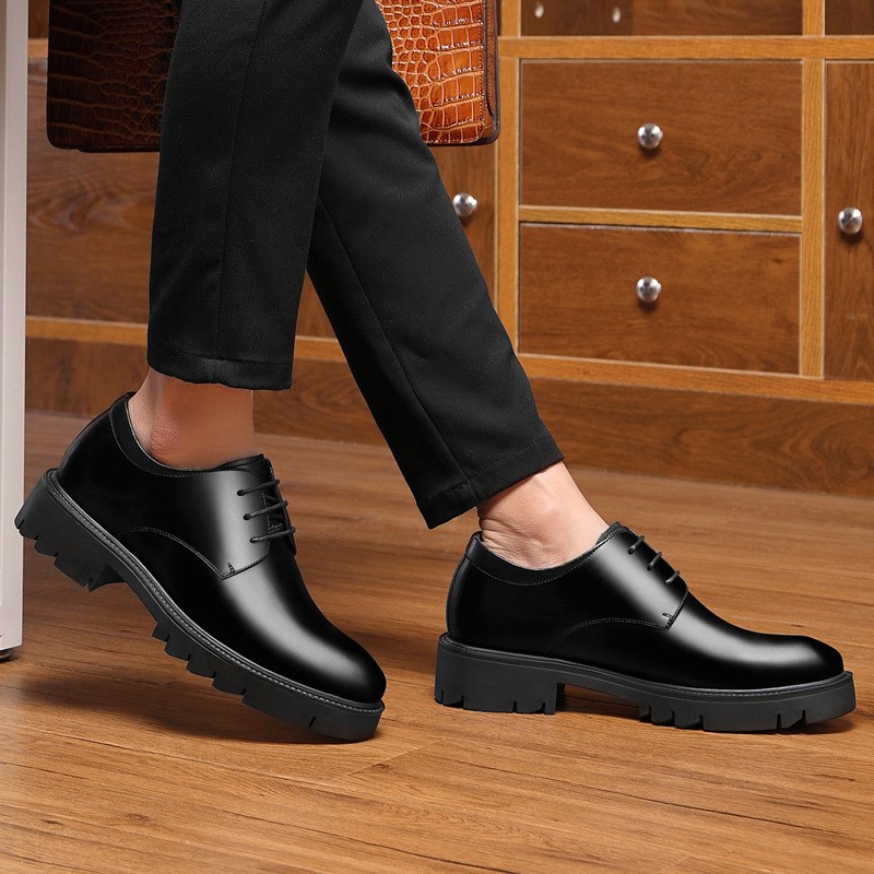 高端男士休闲牛i皮男鞋2024春秋新款真皮商务正装厚底增高百搭皮
