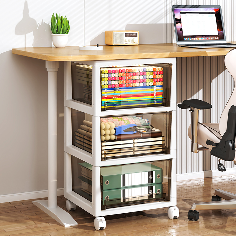 抽屉式收纳柜桌面办公室文件移动置物架多层学生桌底下文具夹缝架