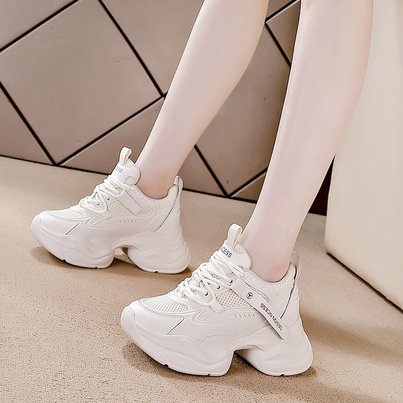 内增高老爹鞋女款2024春季新款透气软底运动鞋爆款百搭.厚底小白