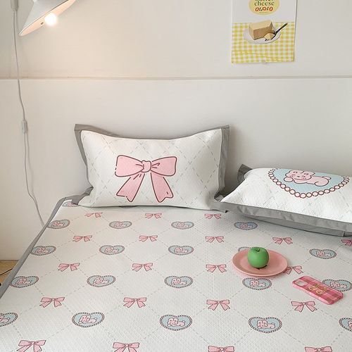 可爱少女心海洋丝冰丝凉席1.5m1.8三件套卡通韩系in空调软席1.2