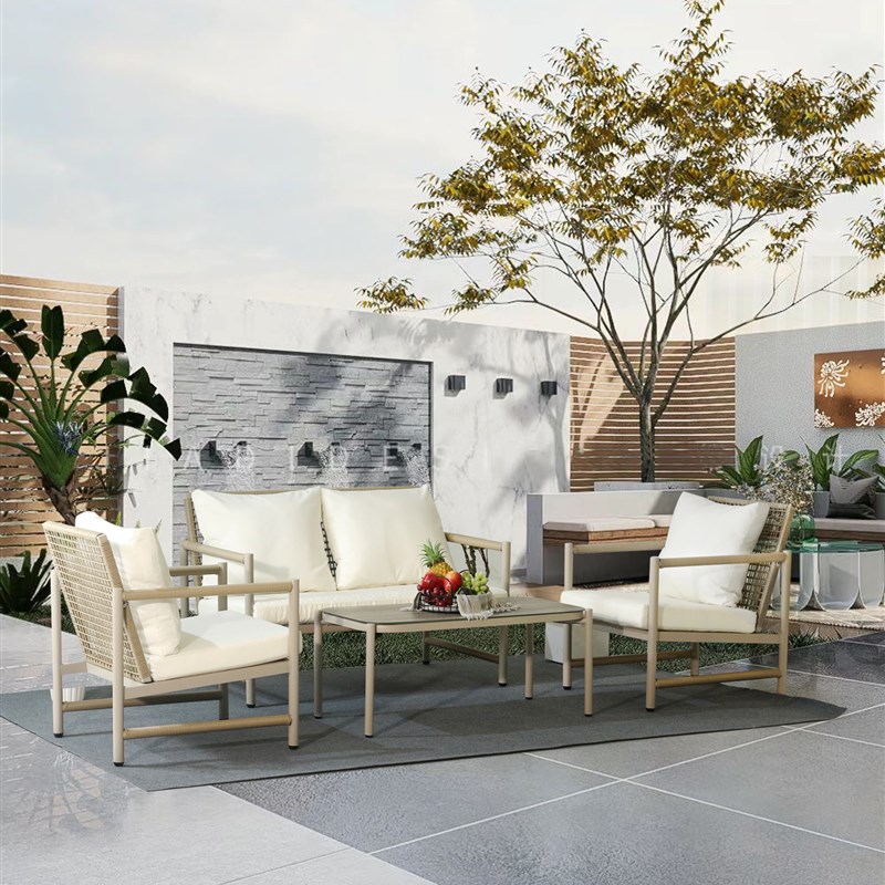 北欧户外休闲藤编沙发庭院阳台露台藤椅组合防晒防水花园别墅家具