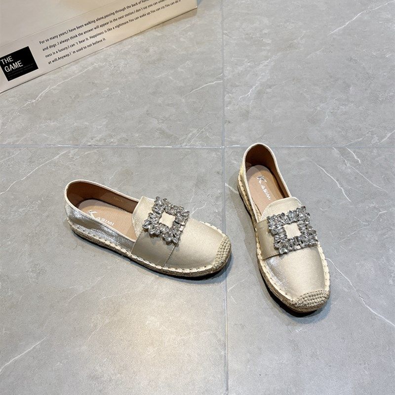 黑色渔夫鞋女2024年春季新款水钻方扣懒人鞋百搭平底一脚蹬女单鞋,女鞋,渔夫鞋,淘宝优惠券,粉丝福利购,淘宝优惠卷