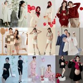 大肚居家摄影 圣诞主题新年红色毛衣情侣套装 新款 影楼孕妇拍照服装