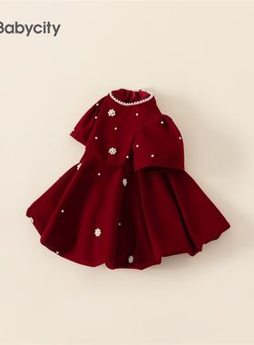 女童红色连衣裙过年洋气宝宝裙子春秋儿童礼服裙小女孩高级公主裙