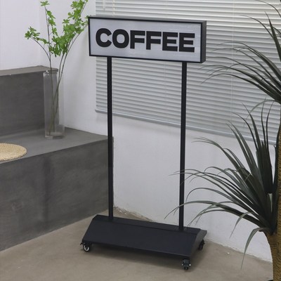 户外立式灯箱美式充电落地广告牌滑轮移动双面展示牌店铺招牌定制