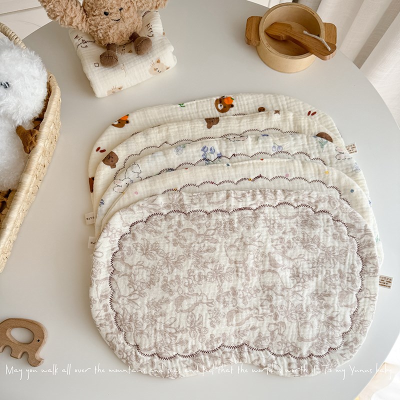 秋冬枕垫纯棉透气吸汗纱布枕新生儿平枕巾宝宝拍嗝防吐婴儿云片枕