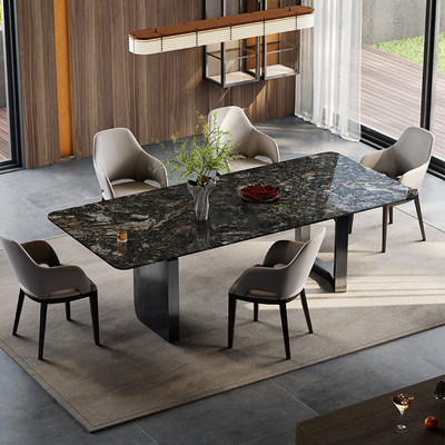 天然铂金钻奢石长方形大理石餐桌