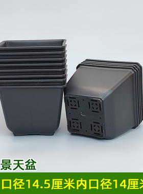 五个加厚塑料花盆景天盆万向盆多肉盆加厚黑色磨沙正方形家用室内
