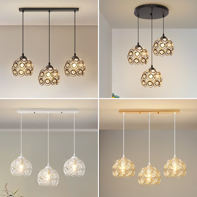 新款餐厅吊灯三头长线圆盘长条现代简约家用饭厅餐桌创意吧台吊灯