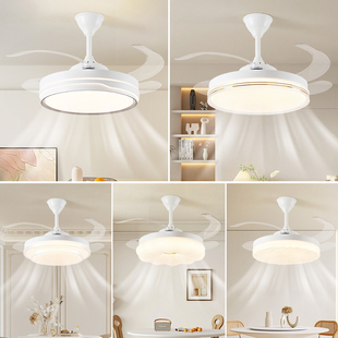 简约现代隐形餐厅风扇灯2024年新款 流行高级感一体家用饭厅房间灯