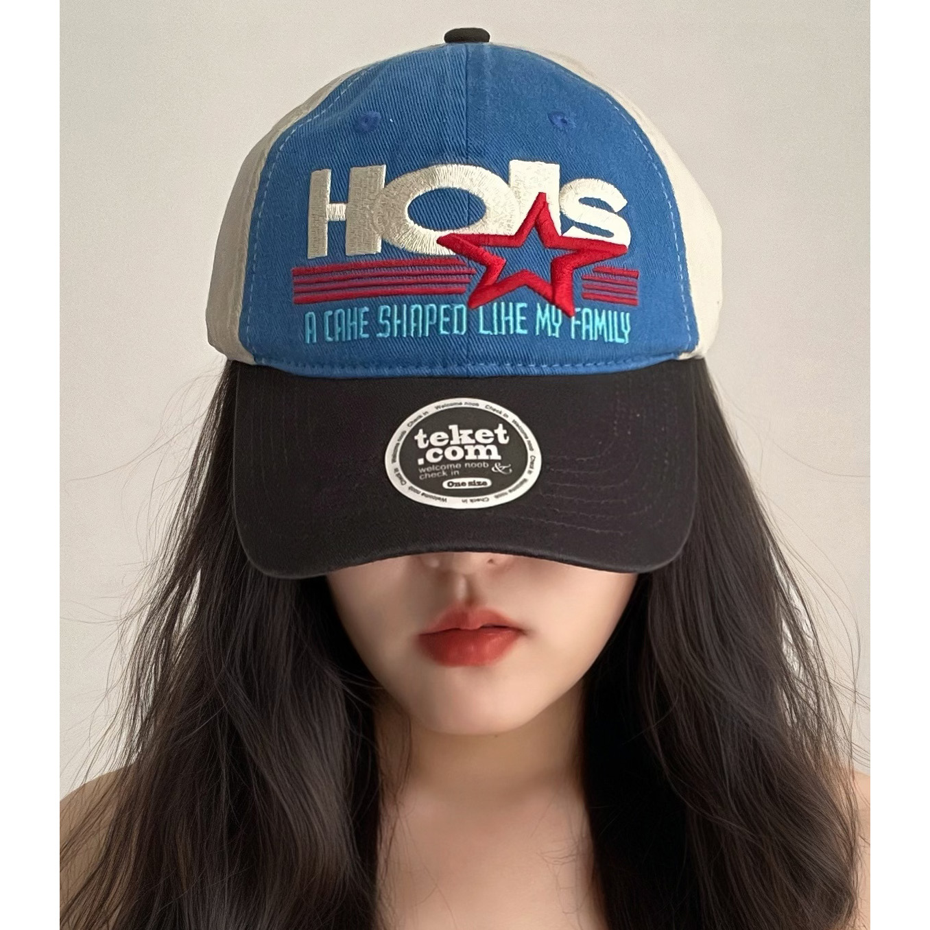 复古拼色软顶刺绣鸭舌帽美式彩色拼片鸭舌防晒棒球帽蓝黄撞色帽子