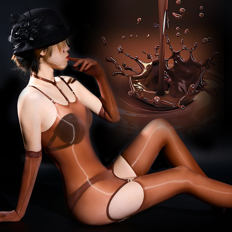 卿荷油光「媚」性感吊带连体丝袜