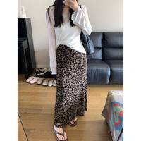 鄭菲菲松緊腰高腰顯瘦包臀裙豹紋半身長裙女2025春夏新款