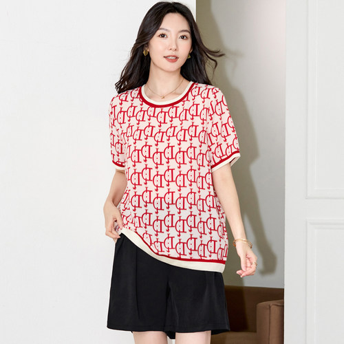 大码女装夏装胖妹妹百搭时尚休闲上衣胖mm宽松显瘦短袖圆领T恤衫