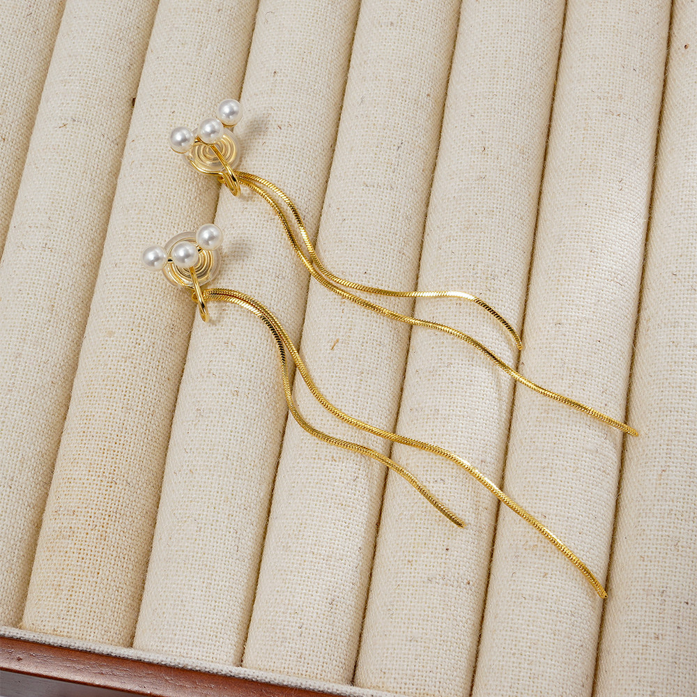 高级感长款流苏耳坠简约显瘦蚊香盘耳夹超仙珍珠耳钉无耳洞女耳环,饰品/流行首饰/时尚饰品新,耳夹,淘宝优惠券,粉丝福利购,淘宝优惠卷