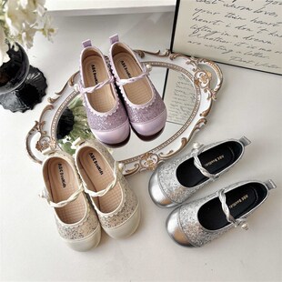 女童公主鞋配礼服水晶鞋宝宝皮鞋女孩演出鞋子闪亮单鞋