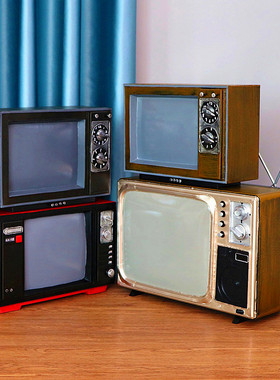 复古怀旧家居装饰摆件咖啡馆服装店铺橱窗陈列道具铁皮电视机模型