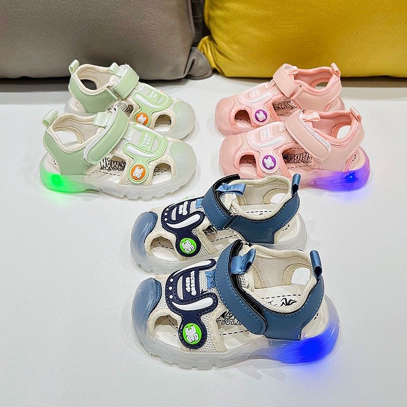 儿童凉鞋男童2024新款夏季宝宝学步鞋软底女童包头沙滩鞋亮灯凉鞋,童鞋/婴儿鞋/亲子鞋,凉鞋,淘宝优惠券,粉丝福利购,淘宝优惠卷